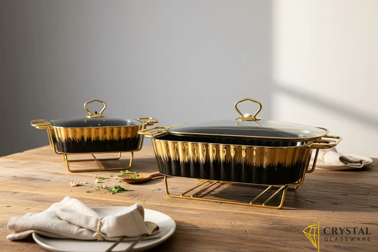 Fancy buffet sets with golden burner stands 